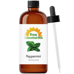 Sun Essential Oils Peppermint Oil 4 oz bottle with dropper for precise diffusion