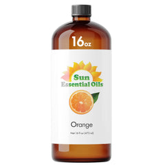 Sun Essential Oils Sweet Orange bottle close-up for vibrant home fragrance.