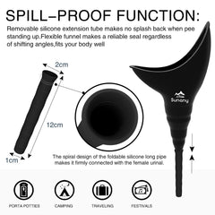 Sunany long-spout female urinal for precise aiming and minimal splash during use.