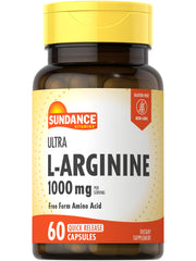 Sundance L-Arginine capsules bottle front view for daily free-form amino acid support.