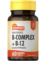 Sundance B-Complex bottle showing high potency vitamins for daily supplementation