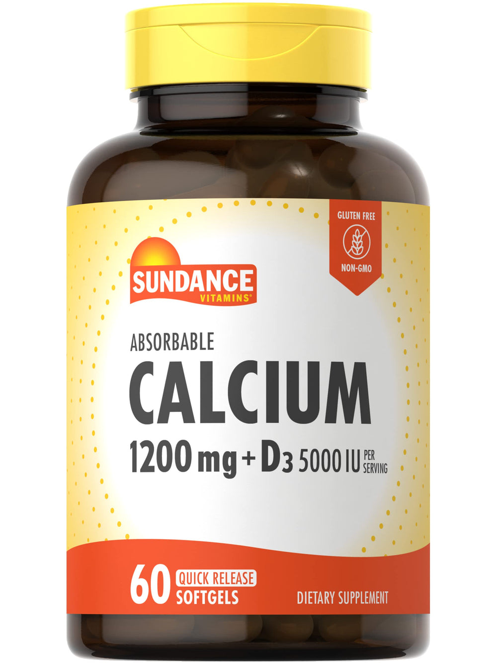 Sundance Calcium 1200 mg with D3 softgels bottle for easy daily use