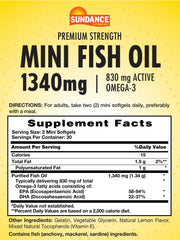 Close-up of Sundance fish oil softgels, easy to swallow.