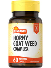 Sundance Horny Goat Weed Complex bottle with capsules, maca, tribulus, and L-Arginine for daily vitality