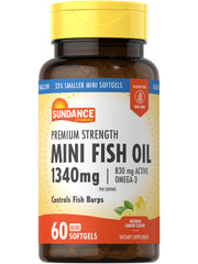 Sundance Mini Fish Oil bottle, premium omega-3 per serving.