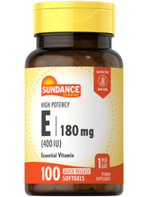 Sundance Vitamin E 180mg softgel bottle for daily use.