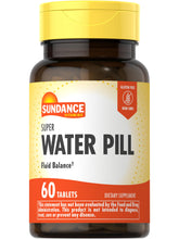 Sundance Water Pills bottle and tablets for daily hydration support.