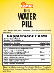Sundance Water Pills close-up of potassium gluconate per tablet for balance.