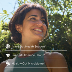 Sunergetic 4-in-1 probiotic label closeup with ingredients