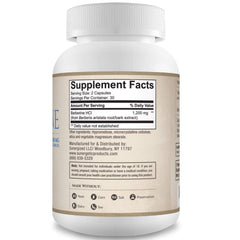 Sunergetic berberine capsules closeup, 600 mg per capsule for potential metabolic balance.