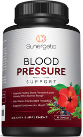 Sunergetic blood pressure bottle for daily heart health support.