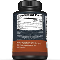 Close-up of Sunergetic capsules showing B12 and B6 content for energy support