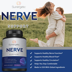 Sunergetic Premium Nerve Support hands and feet scene promoting everyday comfort.
