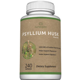 Sunergetic psyllium husk capsules bottle showing convenient fiber for daily digestion.