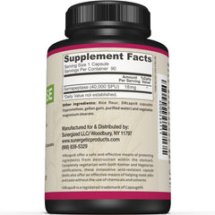 Sunergetic Serrapeptase capsules close-up shows 40,000 SPU potency for enzyme support.
