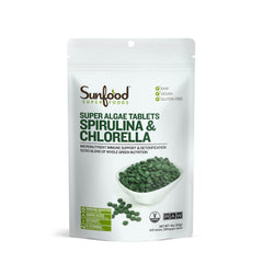 Sunfood Chlorella Spirulina tablets pack shot for daily nutrition