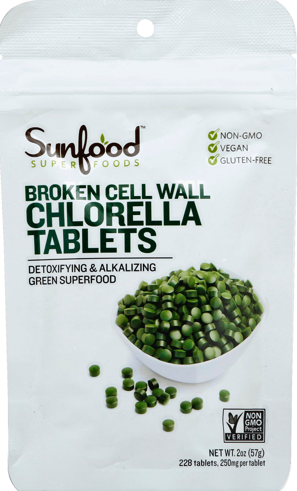 Sunfood Chlorella tablets with broken cell wall for enhanced absorption
