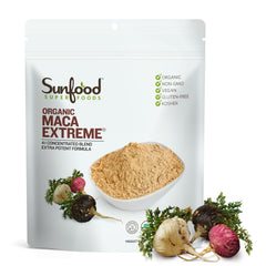 Sunfood Maca Extreme 4:1 micro-pulverized powder for easy blending and smooth texture