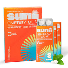 Sunii Energy Gum packaging showing convenient on-the-go energy boost