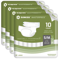 SUNKISS Masterpiece brief front view showing heavy absorbency and wide coverage.