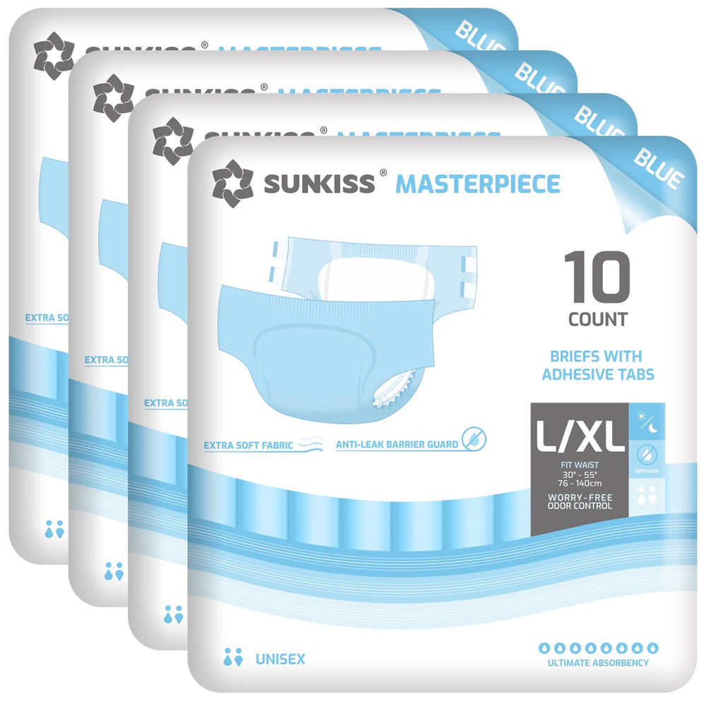SUNKISS Masterpiece diapers with tabs outer view showing secure closure and full coverage.