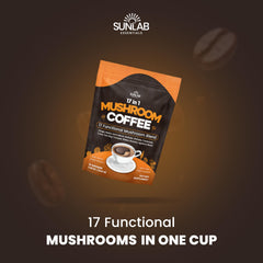 SunLab Essentials steaming mushroom coffee cup for a focused morning