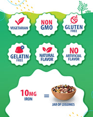 Sunny Sam Iron Gummies kids packaging front emphasizing allergen information