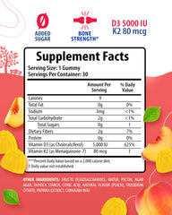 Peach-flavored gummies pack by Sunny Sam for daily D3 K2.