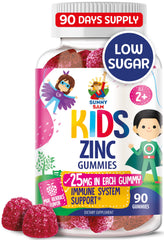 Sunny Sam Zinc Gummies for Kids bottle front showcases child-friendly packaging and berry flavor