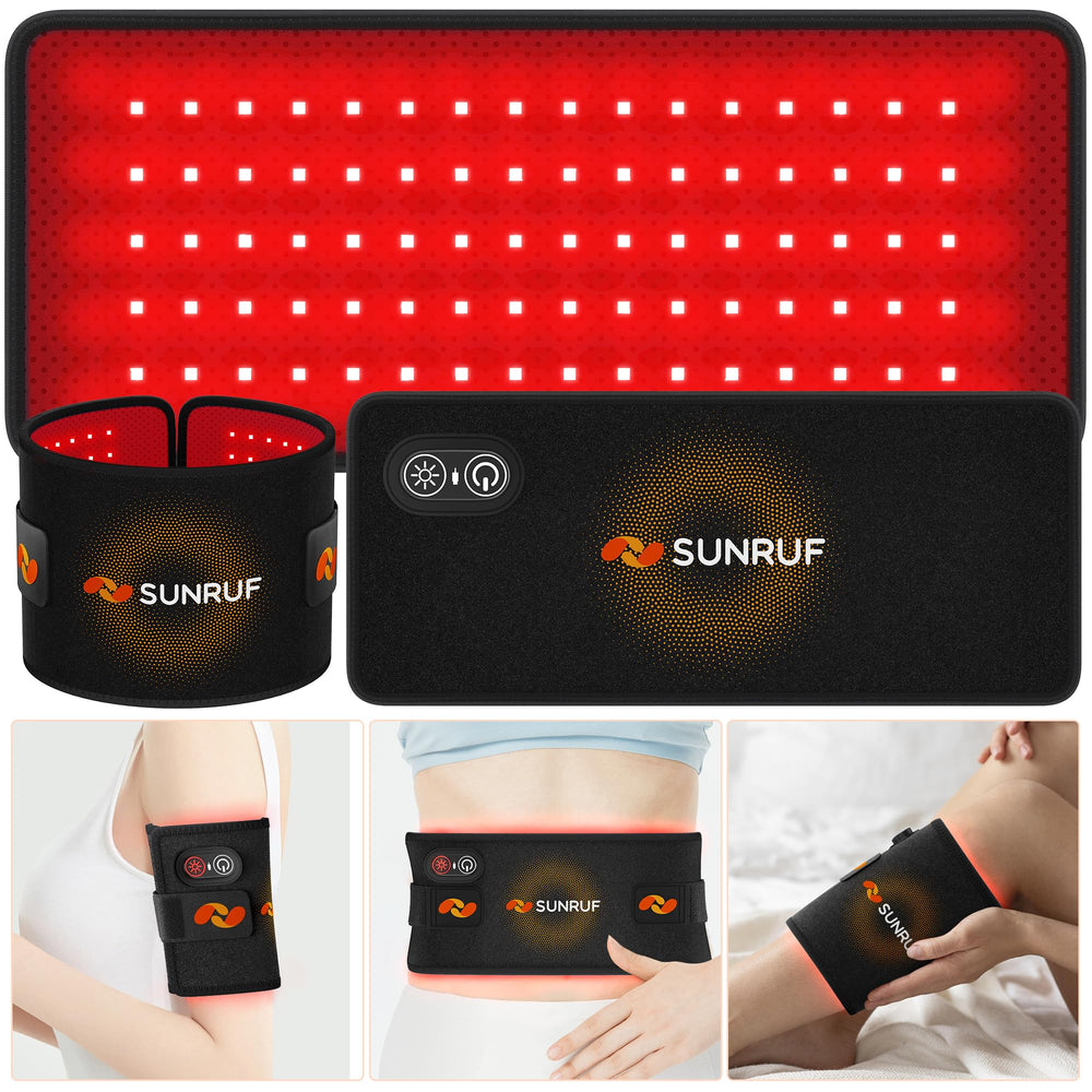 Sunruf red light therapy pad for back area, soothing warmth and relaxation.