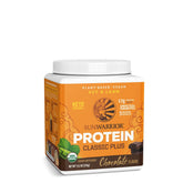 Sunwarrior chocolate clean vegan protein packaging highlights organic formula