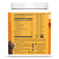 Sunwarrior chocolate clean vegan protein scoop shows convenient serving