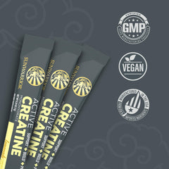 Sunwarrior Creatine Monohydrate lemonade powder close up highlights fine micronized texture.