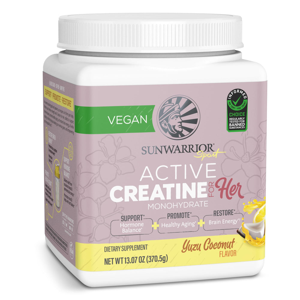 Sunwarrior Creatine Monohydrate Women tub promotes strength for workouts