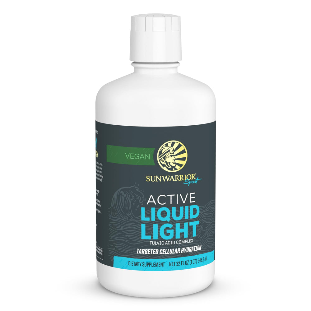 Sunwarrior Fulvic Acid Drops bottle with plant-based minerals for hydration and electrolyte support.