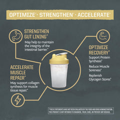 Sunwarrior L-Glutamine powder pouring into a glass for hydration.
