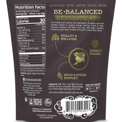 Sunwarrior maca-yellow powder tub emphasizing caffeine-free energy for workouts.