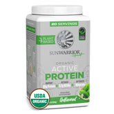 Sunwarrior Organic Protein Powder bottle with unflavored vegan formula for post‑workout protein