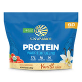 Sunwarrior organic vanilla protein powder in a jar boosts plant-based meals