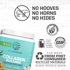Sunwarrior vegan collagen protein powder pour into glass demonstrates versatile mix options.