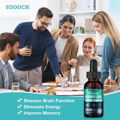 SUOOCH Hemp Oil dropper closeup highlighting pure extract.