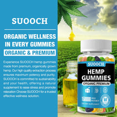 SUOOCH high-potency gummies label shot highlighting strength and use for relief
