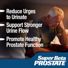Label details on Super Beta Prostate emphasizing 250 mg beta-sitosterol per serving.