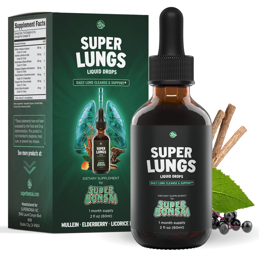 SuperBonsai Super Lungs bottle for daily respiratory support.