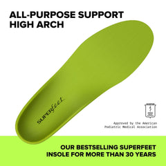Superfeet Green trim-to-fit insole shown for precise kid sizing.
