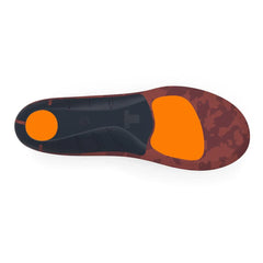 Superfeet Run Cushion Low Arch insoles in-shoe, designed for odor control and freshness.