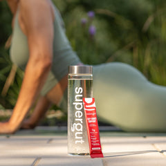 Supergut GLP-1 Daily Support closeup label emphasizes keto-friendly, plant-based ingredients