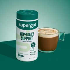 Supergut GLP-1 Daily Support being poured into a glass; sugar-free refreshment idea