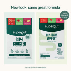 Supergut GLP-1 Daily Support powder scoop highlights easy portion control for daily fiber