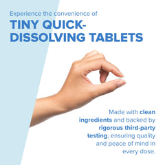 Close-up of Superior Source Biotin microLingual tablet dissolving under tongue